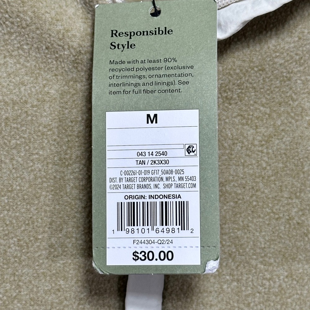 Goodfellow & Co Mens Tan Fleece Quarter Zip Pullover Mock Neck Jacket Size M NEW - Picture 7 of 8